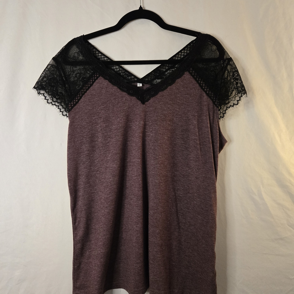 Purple Lace Trim Top